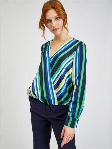 Orsay Bluzka w kolorze zielono-niebieskim rozmiar: 40. Niebieskie bluzki Orsay, bez wzorów, bez kołnierzyka, bez ramiączek. Za 63,45 zł.