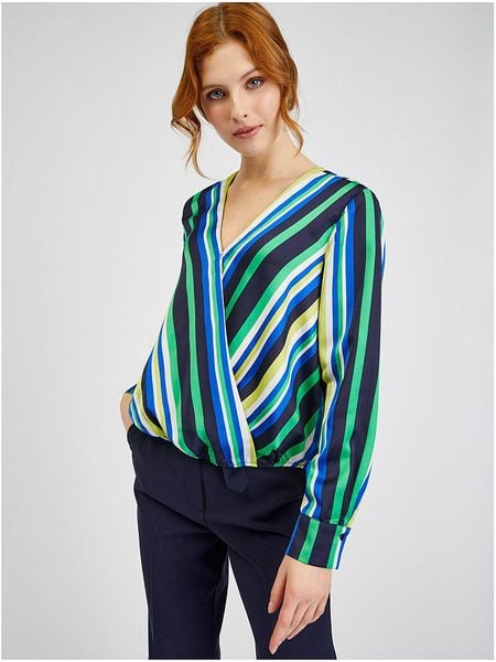 Orsay Bluzka w kolorze zielono-niebieskim rozmiar: 36. Niebieskie bluzki Orsay, bez wzorów, bez kołnierzyka, bez ramiączek. Za 74,11 zł.