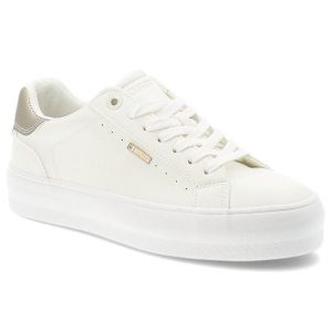 Trampki damskie Big Star, skóra ekologiczna sznurowany fason minimalistyczny design gruba gumowa podeszwa okrągły nosek, białe, TT274805. Białe trampki Big Star, bez wzorów, z gumy, bez zapięcia. Za 149,00 zł.