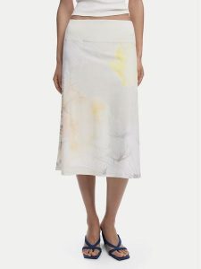 Desigual Spódnica midi Bruma 25WWFK08 Écru Regular Fit. Spódnice Desigual, xl, bez wzorów, z bawełny, midi. Za 319,99 zł.