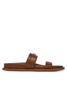 MICHAEL Michael Kors Klapki Mandy Flat Sandal 40S5MAFS2L Brązowy. Brązowe klapki MICHAEL Michael Kors, bez wzorów, ze skóry, bez obcasa. Za 419,99 zł.