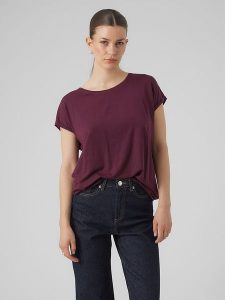 Vero Moda Koszulka w kolorze bordowym rozmiar: XL. Różowe bluzki Vero Moda, xl, bez wzorów, z lyocellu, bez kołnierzyka, bez ramiączek. Za 57,20 zł.