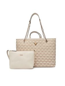 Guess Torebka Giully II HWAG96 73290 Beżowy jasny. Brązowe shopper bag Guess, z aplikacjami, z materiału, bez dodatków. Za 780,99 zł.