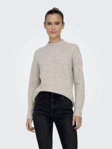ONLY Sweter w kolorze beżowym rozmiar: L. Brązowe swetry oversize ONLY, l, bez wzorów, ze splotem, bez ramiączek. Za 74,63 zł.