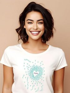 WOOOP Koszulka "Happy Hearts" w kolorze białym rozmiar: M. Białe bluzki Wooop, m, bez wzorów, z bawełny, bez kołnierzyka, bez ramiączek. Za 43,99 zł.