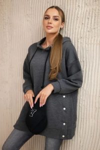 Bluza ocieplana z napami grafitowa. Szare bluzy KESI, l, bez wzorów, z bawełny, bez kaptura. Za 238,37 zł.