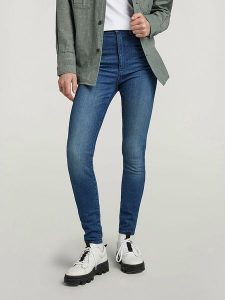 G-Star Dżinsy - Skinny fit - w kolorze niebieskim rozmiar: W28/L34. Niebieskie jeansy G-Star, z aplikacjami, z podwyższonym stanem. Za 250,45 zł.