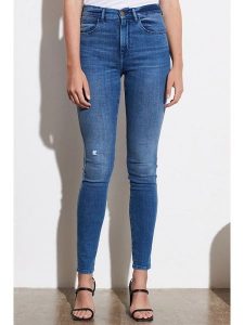 Wrangler Dżinsy "Heath" - Skinny fit - w kolorze niebieskim rozmiar: W26/L32. Niebieskie jeansy Wrangler, z aplikacjami, z podwyższonym stanem. Za 127,65 zł.