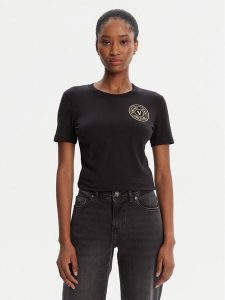 Versace Jeans Couture T-Shirt 79HAHT01 CJ03T Czarny Regular Fit. Czarne t-shirty Versace Jeans Couture, s, bez wzorów, z bawełny, bez kołnierzyka, bez ramiączek. Za 269,99 zł.