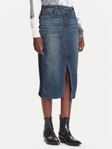 Desigual Spódnica jeansowa Twisted 25WWFD03 Granatowy Regular Fit. Niebieskie spódnice Desigual, xs, bez wzorów, z bawełny. Za 279,99 zł.