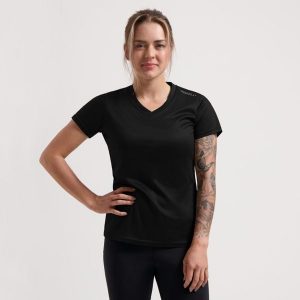 Funkcjonalna koszulka damska Rogelli PROMOTION LADY. Czarne koszulki sportowe Rogelli, bez wzorów, bez ramiączek. Za 49,00 zł.
