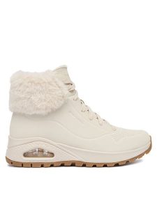Skechers Trzewiki Uno Rugged 167274/OFWT Écru. Botki Skechers, bez wzorów, ze skóry, bez obcasa, na płaskiej podeszwie, bez zapięcia. Za 369,99 zł.