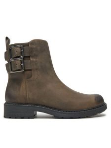 Clarks Botki Orinoco 2 Bay 26178857 Brązowy. Brązowe botki Clarks, bez wzorów, ze skóry, bez obcasa, na płaskiej podeszwie, bez zapięcia. Za 579,99 zł.