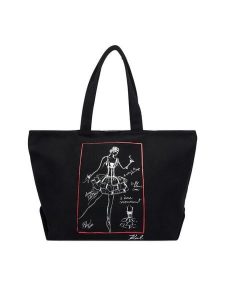 KARL LAGERFELD Torebka B3W50060 Czarny. Czarne shopper bag KARL LAGERFELD, bez wzorów, z materiału, bez dodatków. Za 339,99 zł.