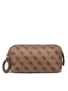 Guess Kosmetyczka Adrian Logo Travel TWNB21 68851 Brązowy jasny. Brązowe torebki klasyczne Guess, z aplikacjami, z materiału, bez dodatków. Za 264,99 zł.