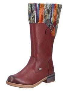 Rieker Kozaki w kolorze bordowym rozmiar: 38. Czerwone kozaki Rieker, na zimę, bez wzorów, z materiału, bez obcasa, bez zapięcia. Za 209,95 zł.