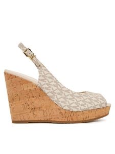 MICHAEL Michael Kors Sandały Rosie Wedge 40S6RSHS1B Écru. Białe sandały MICHAEL Michael Kors, bez wzorów, ze skóry, bez obcasa, na koturnie, bez zapięcia. Za 583,99 zł.