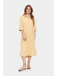 SAINT TROPEZ Sukienka w kolorze beżowym rozmiar: L. Brązowe sukienki Saint Tropez, l, bez wzorów, z bawełny, bez kołnierzyka, bez ramiączek, midi. Za 138,70 zł.