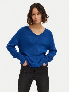 Vero Moda Sweter Crewlefile 10233357 Niebieski Loose Fit. Niebieskie swetry klasyczne Vero Moda, xl, z syntetyku, bez kołnierzyka. Za 99,99 zł.