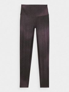 4F Legginsy sportowe w kolorze fioletowym rozmiar: XS. Różowe legginsy 4f, xs, bez wzorów, z materiału, z podwyższonym stanem, outdoorowe. Za 43,88 zł.