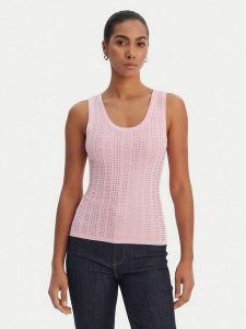 Fracomina Top FR26ST4005K524R9 Różowy Slim Fit. Czerwone topy Fracomina, s, bez wzorów, z wiskozy, bez kołnierzyka, bez ramiączek. Za 190,99 zł.