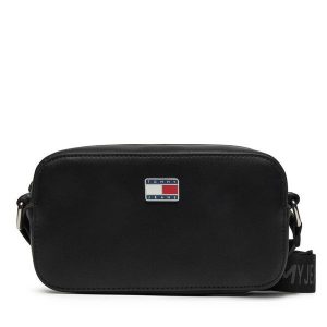 Torebka Tommy Jeans. Czarne listonoszki Tommy Jeans, bez wzorów, z jeansu, bez dodatków. Za 239,99 zł.