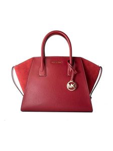 Michael Kors Skórzana torebka w kolorze czerwonym - 42 x 24 x 16 cm rozmiar: onesize. Czerwone torebki klasyczne Michael Kors, bez wzorów, z materiału, przez ramię, bez dodatków. Za 689,95 zł.