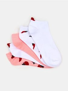 Bawełniane skarpetki z nadrukiem papryczek i pomidorów 5 pack - wielobarwny. Skarpetki Sinsay, bez wzorów, z bawełny. Za 12,99 zł.