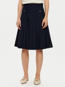 Tommy Hilfiger Spódnica plisowana WW0WW43798 Granatowy Regular Fit. Niebieskie spódnice TOMMY HILFIGER, bez wzorów, z syntetyku. Za 449,99 zł.