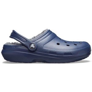 Klapki Crocs Classic Lined Clog. Niebieskie klapki Crocs, bez wzorów, bez obcasa. Za 229,99 zł.