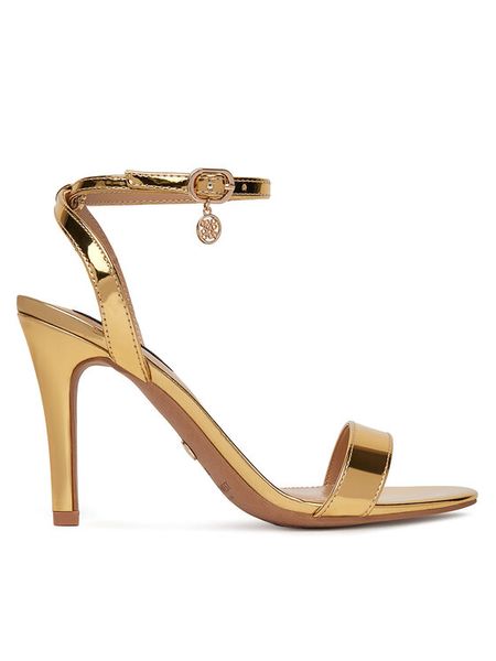 Nine West Sandały S2S15503 Złoty. Żółte sandały Nine West, bez wzorów, z materiału, bez obcasa, na szpilce, bez zapięcia. Za 229,99 zł.