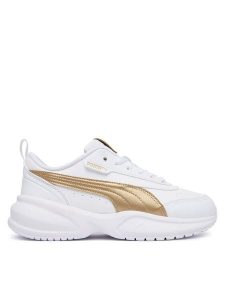 Puma Baleriny Cilia 2 Mode Metallic Glam 408272 01 Biały. Białe balerinki Puma, bez wzorów, ze skóry, bez obcasa, bez zapięcia. Za 299,99 zł.