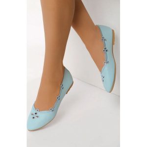 Niebieskie Balerinki Idealism. Balerinki marki Born2be. Za 59,99 zł.