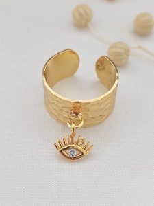 Atelier MIU Pozłacany pierścionek z cyrkonią rozmiar: onesize. Żółte pierścionki Atelier MIU, z cyrkonią, pozłacane. Za 43,57 zł.