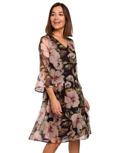 Stylove Sukienka w kolorze czarnym ze wzorem rozmiar: L. Czarne sukienki Stylove, l, bez wzorów, bez kołnierzyka, bez ramiączek, midi. Za 193,24 zł.
