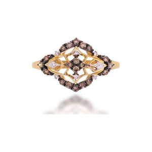 Wyjątkowy Złoty Pierścionek - złoto żółte 585, Brązowy brylant 0,23ct,diament 0,02ct. Pierścionki marki W.KRUK. Za 2 090,00 zł.
