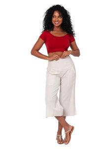 Aller Simplement Kuloty w kolorze kremowym rozmiar: 34/36. Brązowe spodnie z wysokim stanem Aller Simplement, bez wzorów, z podwyższonym stanem. Za 78,99 zł.