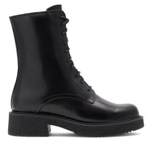 Trapery GINO ROSSI. Czarne buty zimowe Gino Rossi, bez obcasa, bez zapięcia. Za 299,99 zł.