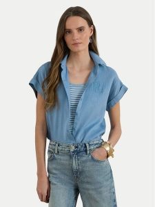 LAUREN RALPH LAUREN Koszula 200874259011 Błękitny Relaxed Fit. Niebieskie koszule Lauren Ralph Lauren, l, bez wzorów, ze lnu, bez kołnierzyka, bez ramiączek. Za 473,99 zł.