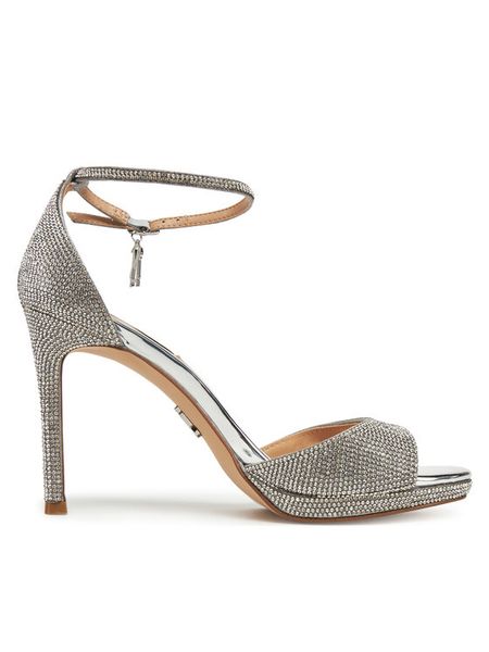 Steve Madden Sandały Evers-R SM11003541 Srebrny. Szare sandały Steve Madden, bez wzorów, z materiału, bez obcasa, na szpilce, bez zapięcia. Za 435,99 zł.