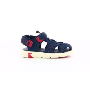 Sandały Kickers Model Jumange Kolor Niebieski. Niebieskie sandały Kickers, bez wzorów, ze skóry, bez obcasa, bez zapięcia. Za 119,99 zł.