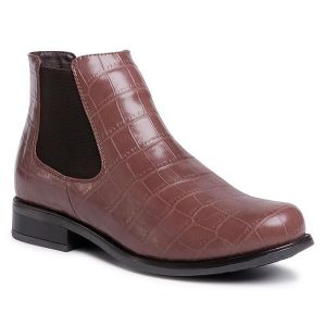 Sztyblety Jenny Fairy. Brązowe botki Jenny Fairy, bez wzorów, bez obcasa, na płaskiej podeszwie, bez zapięcia. Za 57,99 zł.