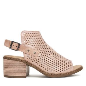 Sandały Rieker. Żółte sandały Rieker, bez wzorów, bez obcasa, na słupku, bez zapięcia. Za 296,99 zł.