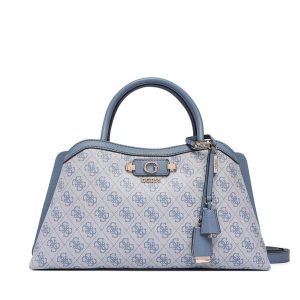 Torebka Guess. Niebieskie kuferki Guess, z aplikacjami, bez dodatków. Za 634,99 zł.
