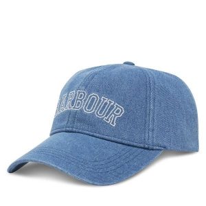 Czapka z daszkiem Barbour. Niebieskie czapki Barbour, bez wzorów, z denimu. Za 119,99 zł.