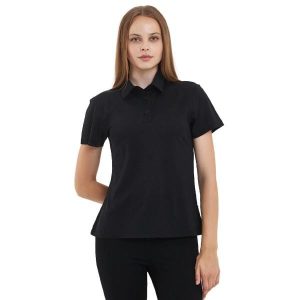 Koszulka Polo Damska 100% Merino Woolona. Czarne bluzki WOOLONA, bez wzorów, bez kołnierzyka, bez ramiączek. W wyprzedaży za 288,00 zł.
