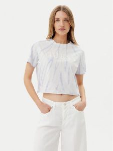 Guess T-Shirt V5GI19 I3Z14 Fioletowy Regular Fit. Fioletowe t-shirty Guess, xxs, z aplikacjami, z bawełny, bez kołnierzyka, bez ramiączek. Za 109,99 zł.