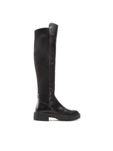 Guess Muszkieterki Carmen FL8CAR LEA11 Czarny. Czarne kozaki Guess, z aplikacjami, ze skóry, bez obcasa, na płaskiej podeszwie, bez zapięcia. Za 679,99 zł.