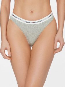 Tommy Hilfiger Stringi UW0UW03835 Szary. Szare stringi TOMMY HILFIGER, bez wzorów, z bawełny. Za 59,99 zł.