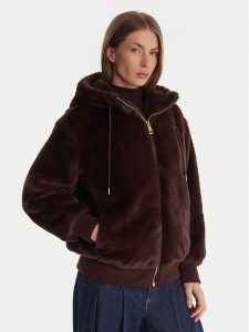 Guess Futro W5BL66 W3890 Brązowy Regular Fit. Brązowe płaszcze Guess, m, z aplikacjami, z futra, bez kaptura. Za 699,99 zł.